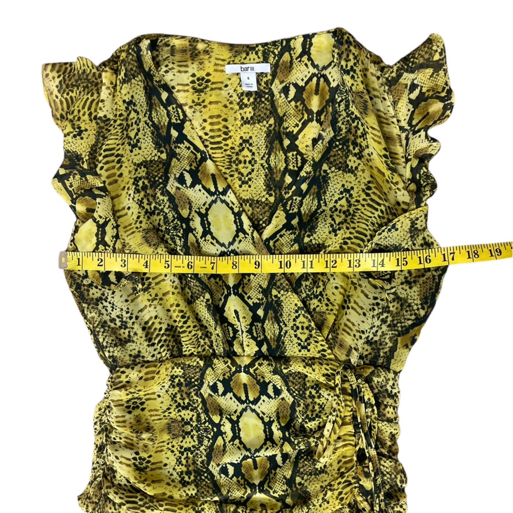 EUC Bar III Ruched Python Print High-Low Faux Wra… - image 9